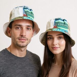 Handmade Hemp Patchwork Bucket Hat: Eco-Friendly Hippie Style